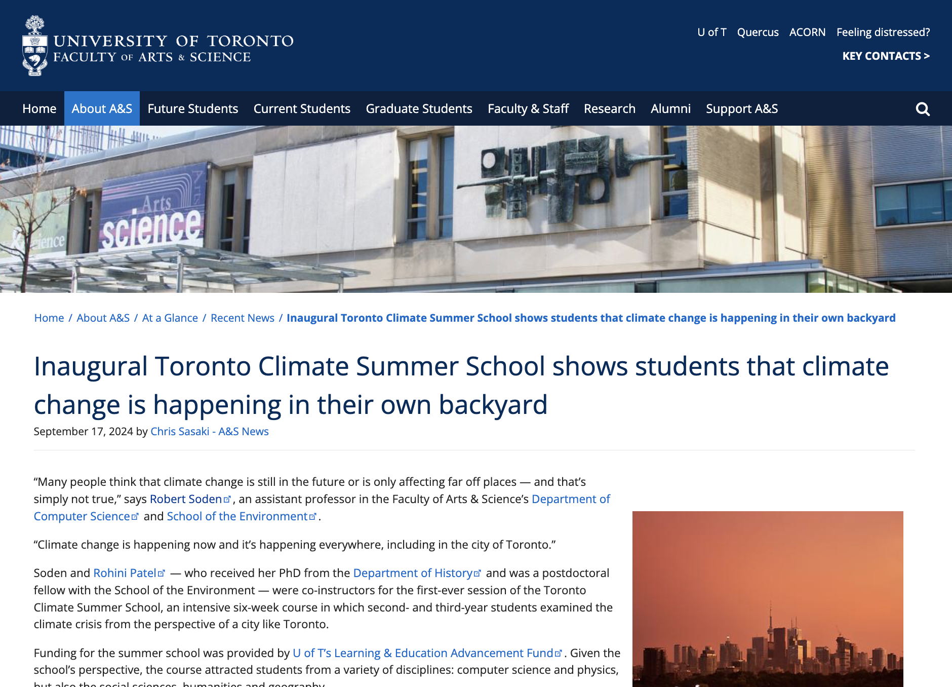 Inaugural Toronto Climate Summer School Shows Students That Climate